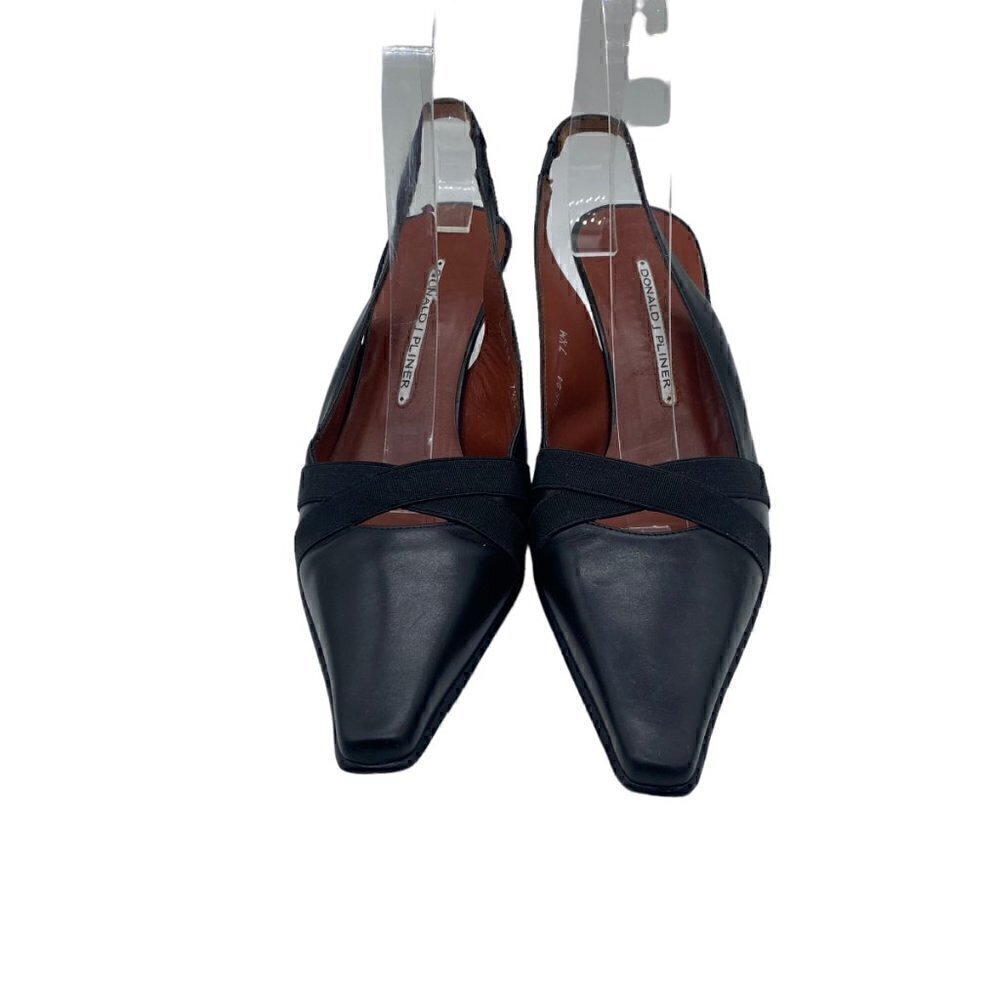 Donald J. Pliner Women Lois Heels Sling Back Pumps Black Leather Point Toe 7.5M - Picture 2 of 12